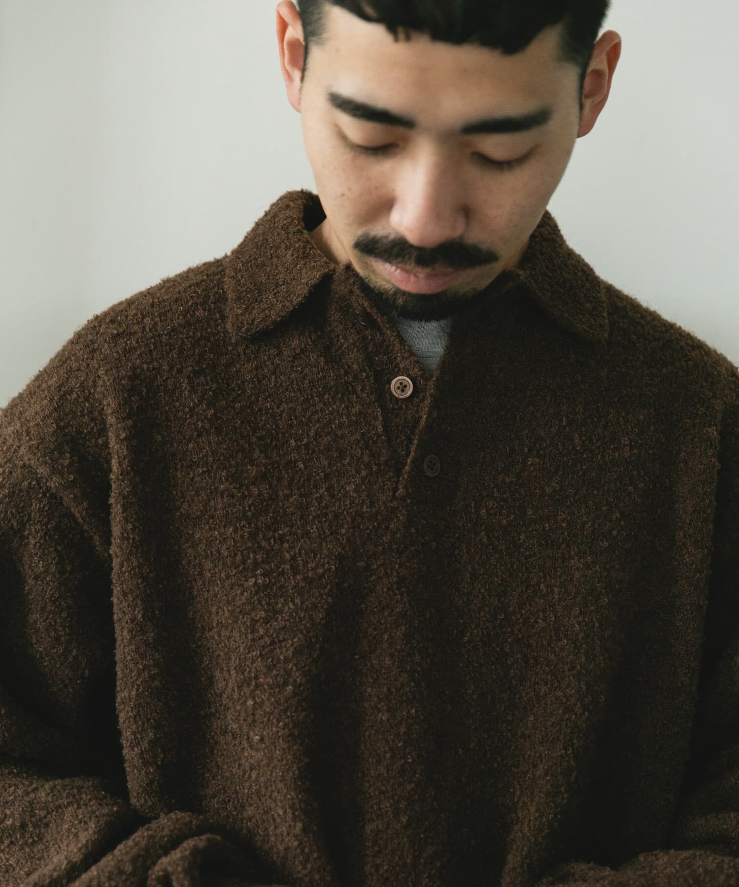 URBAN RESEARCH DOORS「ブークレ ニットポロシャツ」|ニット・セーター|ブラウン