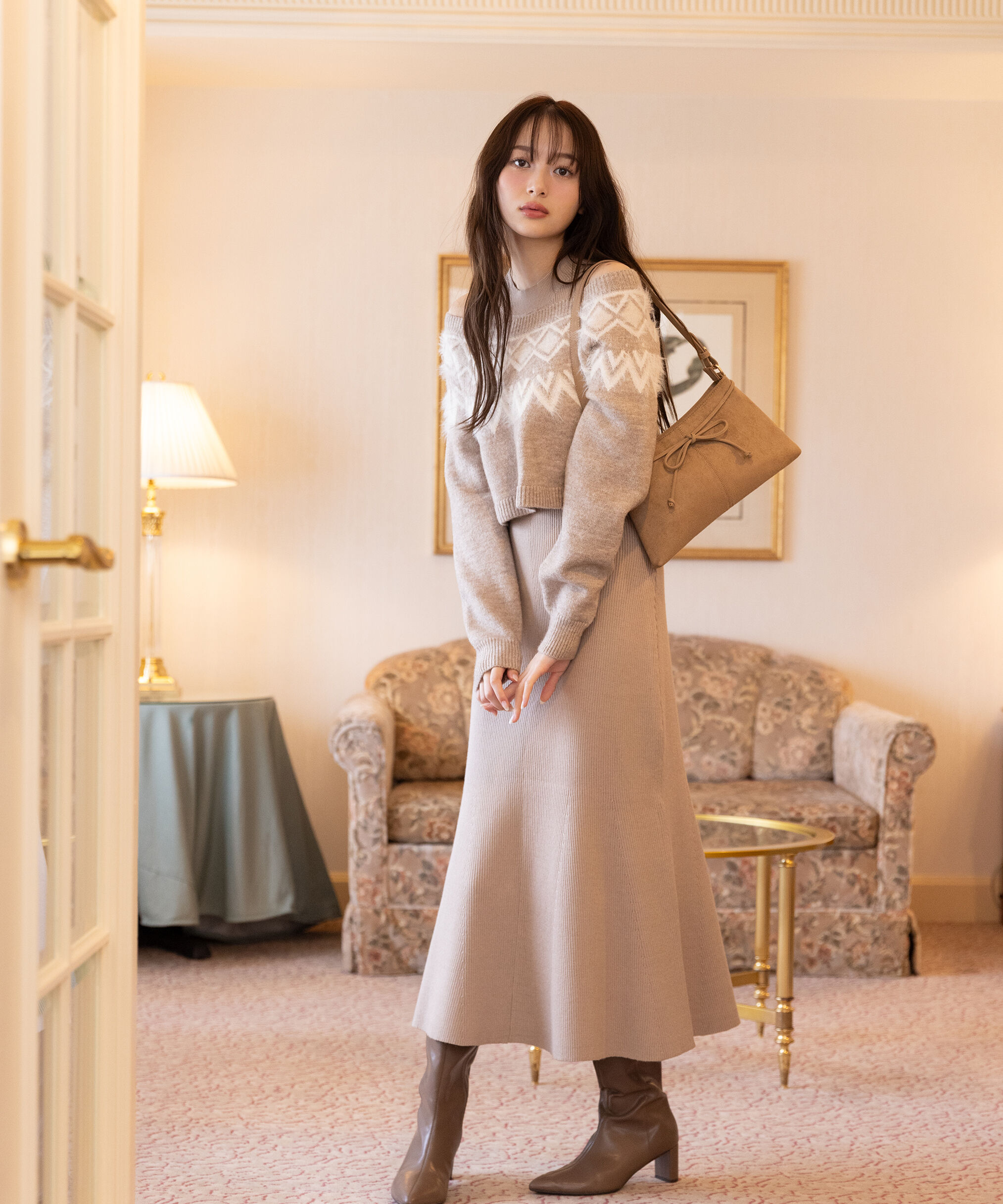 PROPORTION BODY DRESSING「ノルディックニットSETUP ワンピース 25AW」|ワンピース|ベージュ