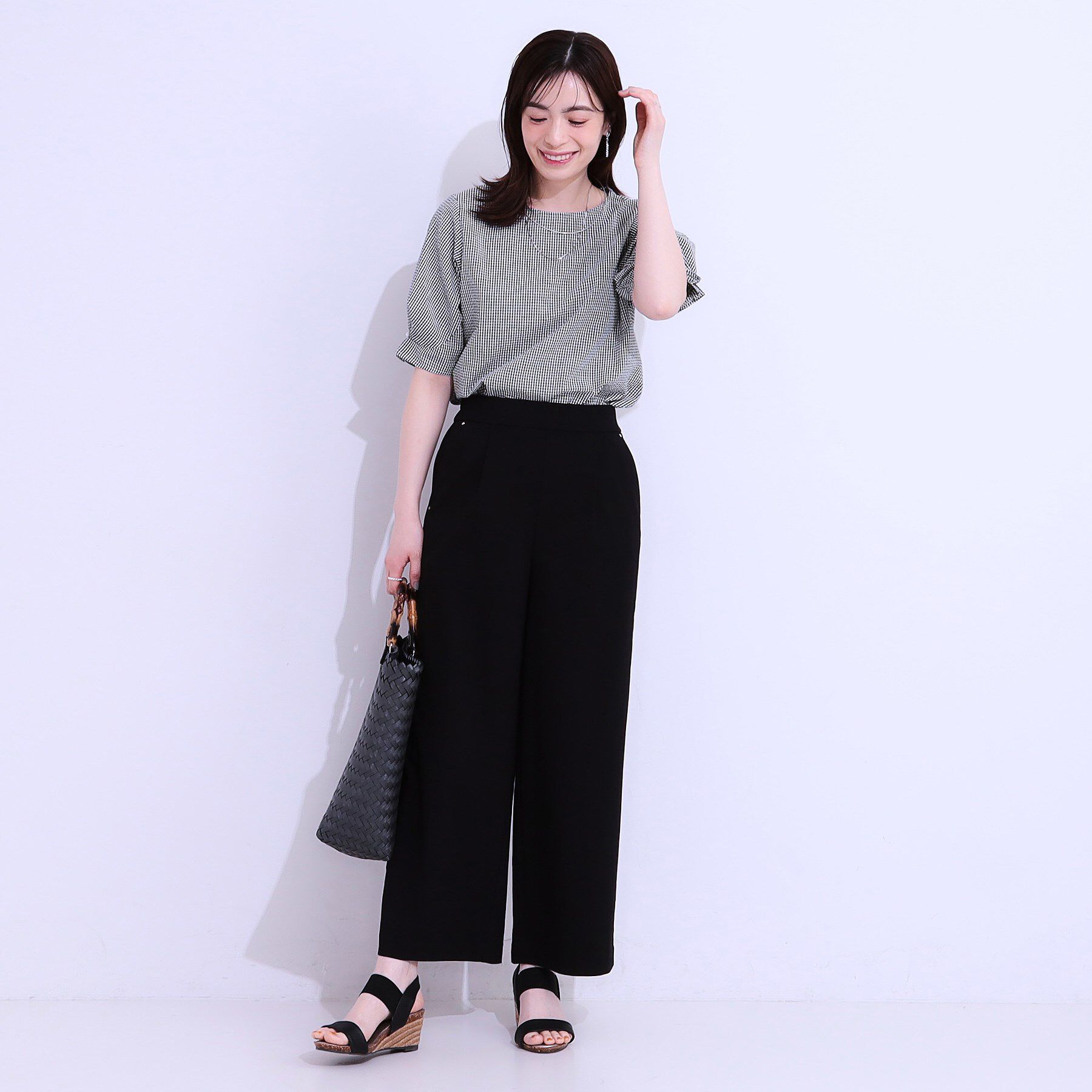 SHOO･LA･RUE「【S-LL/セットアップ可/5分袖】涼しくこなれる お袖タックブラウス」|シャツ・ブラウス|