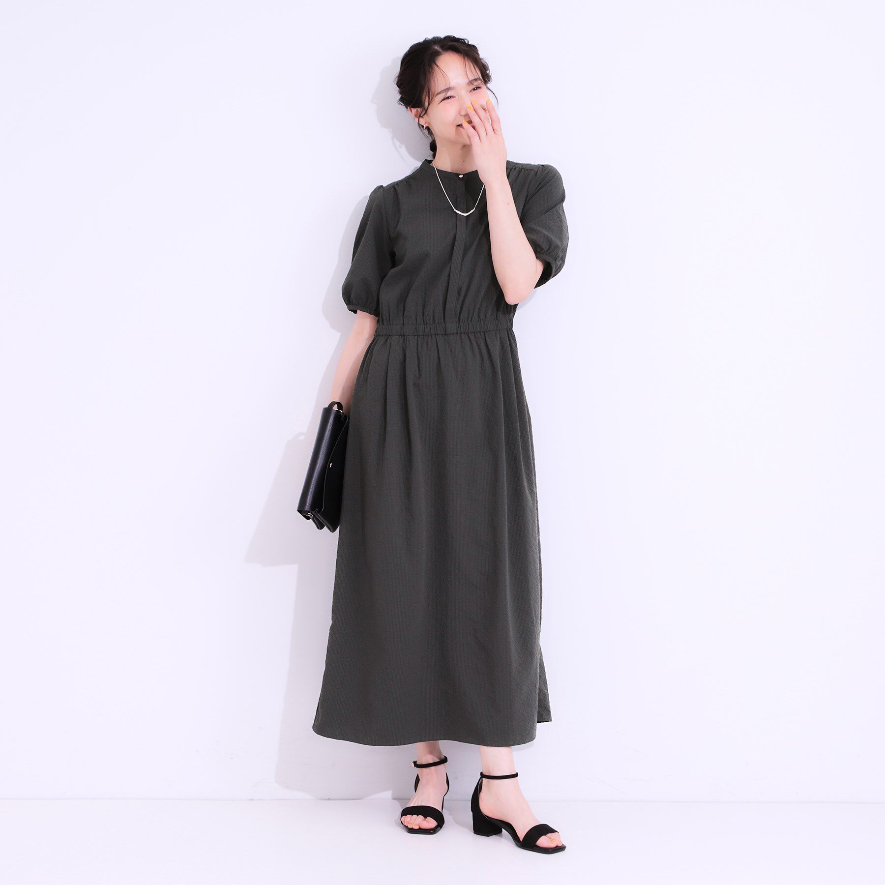 SHOO･LA･RUE「【洗える/S-LL/ひんやり/UV】女性らしさ漂う サッカーワンピース」|ワンピース|
