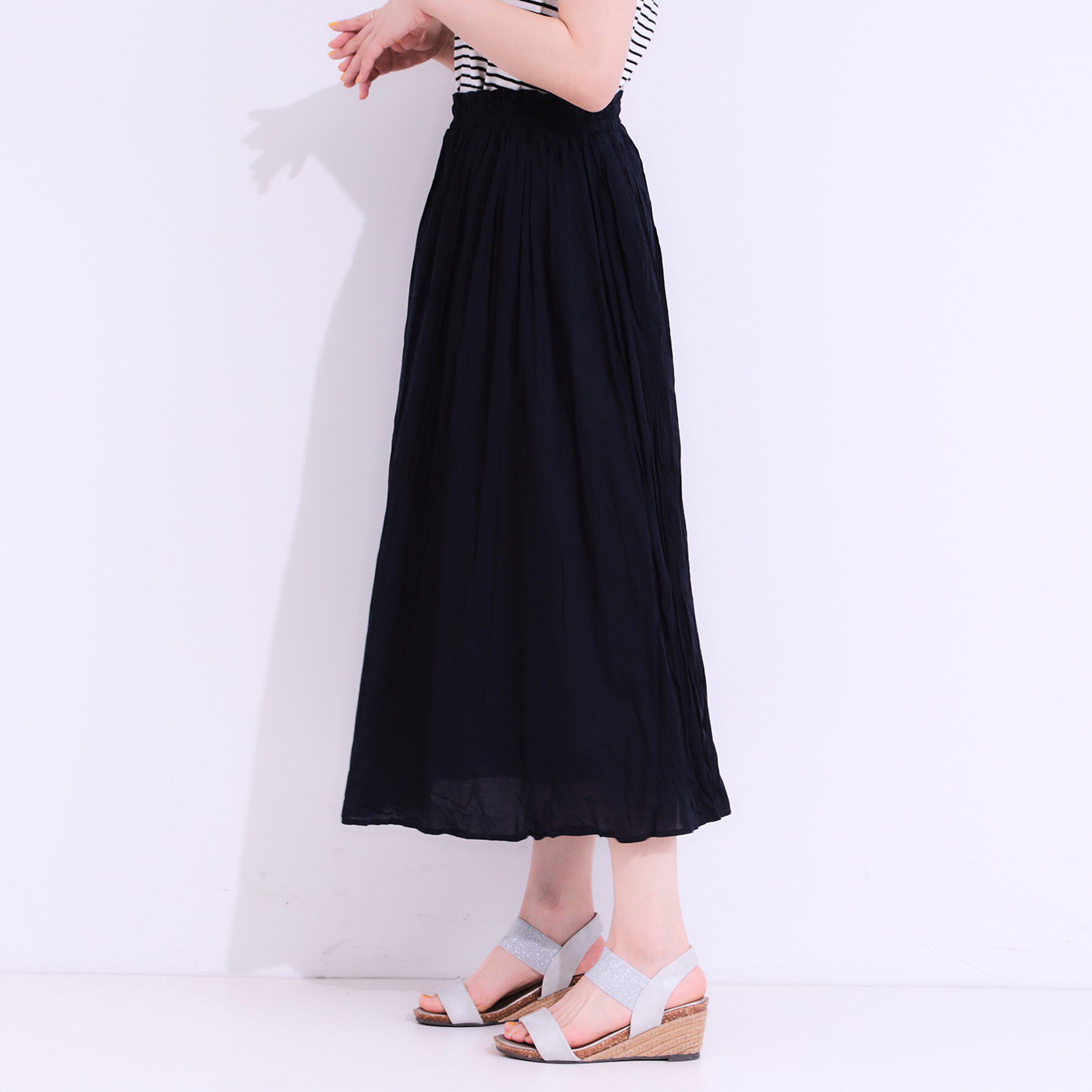 SHOO･LA･RUE「ナチュラルなシワ加工が大人見え エアリーロングスカート」|スカート|