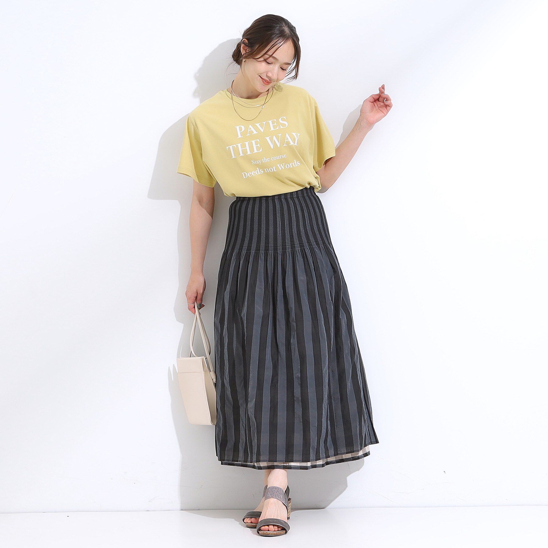 SHOO･LA･RUE「【リバーシブル】柄が目を惹く シャーリングフレアスカート」|スカート|