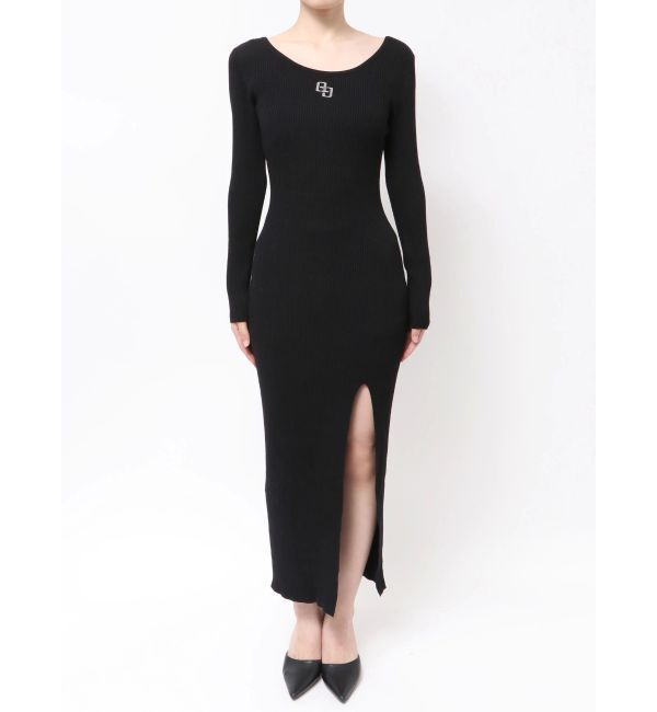 GYDA「GGプレート long sleeve LONGニットワンピース」|ワンピース|