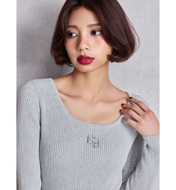 GYDA「GGプレート long sleeve LONGニットワンピース」|ワンピース|