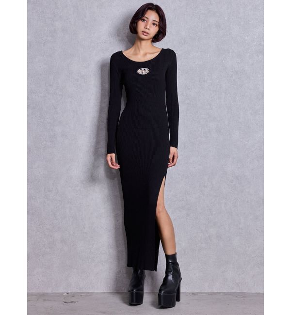 GYDA「GD bijou MOLD LONGニットワンピース」|ワンピース|ブラック