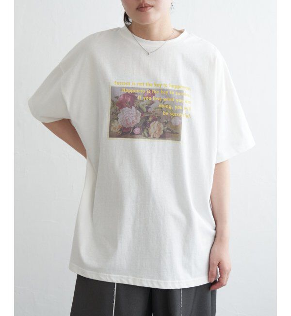 VENCE share style「フラワープリントオーバーサイズTシャツ」|Tシャツ・カットソー|