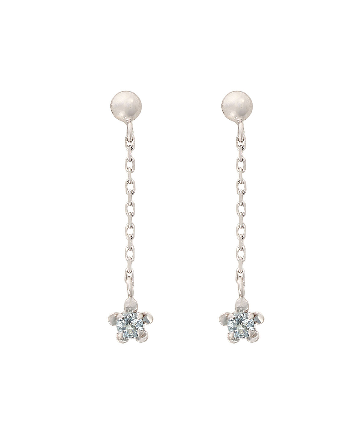 Samantha Tiara「K10 WG チェーンフラワーピアス≪3月 誕生石≫」|ピアス|K10 WG