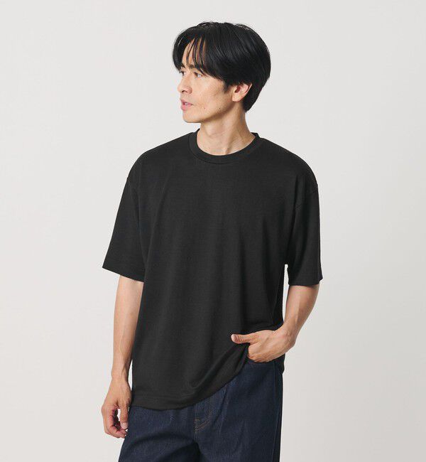 BEAUTY&YOUTH UNITED ARROWS「リネン テクスチャード クルーネック Tシャツ」|Tシャツ・カットソー|BLACK