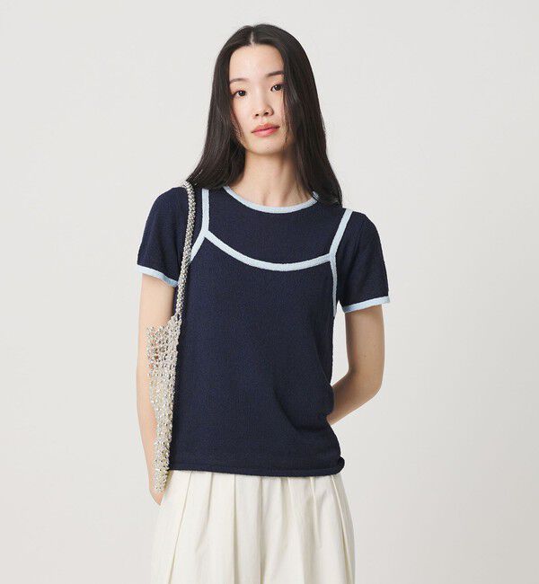 BEAUTY&YOUTH UNITED ARROWS「【WEB限定】キャミソール＆ショートスリーブ ループニットプルオーバー ウォッシャブル」|ニット・セーター|NAVY