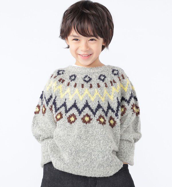 SHIPS KIDS「SHIPS KIDS:100～130cm /〈洗濯機可能〉フェアアイル柄 ニット」|ニット・セーター|