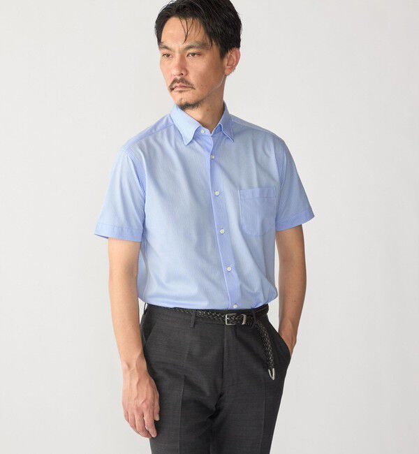 SHIPS「SHIPS:〈FUNCTION〉Albini &times; RENU(R)半袖 ジャージー ストライプ シャツ」|シャツ・ブラウス|