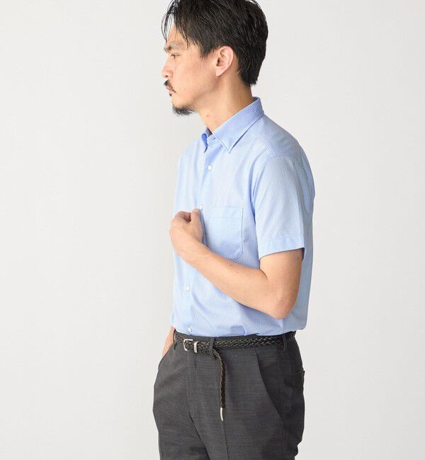 SHIPS「SHIPS:〈FUNCTION〉Albini &times; RENU(R)半袖 ジャージー ストライプ シャツ」|シャツ・ブラウス|