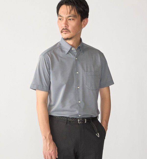 SHIPS「SHIPS:〈FUNCTION〉Albini &times; RENU(R)半袖 ジャージー ストライプ シャツ」|シャツ・ブラウス|
