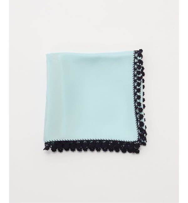 IENA LA BOUCLE「sera studio  セーラスタジオ CARRE 60 WITH OYA EMBROIDERY」|バンダナ・スカーフ|サックスブルー