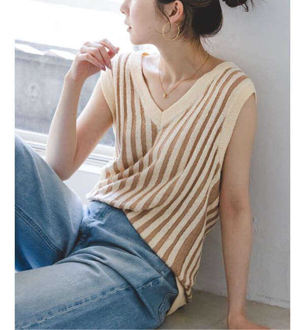 NOBLE「《NOBLE別注カラー》PROVOKE/プロヴォーク loopyarn stripe vest」|ベスト・ジレ|