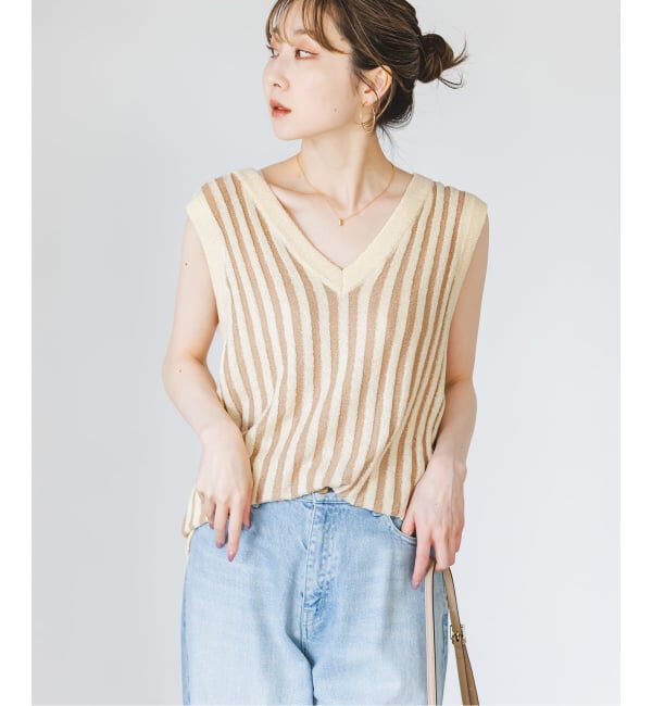 NOBLE「《NOBLE別注カラー》PROVOKE/プロヴォーク loopyarn stripe vest」|ベスト・ジレ|