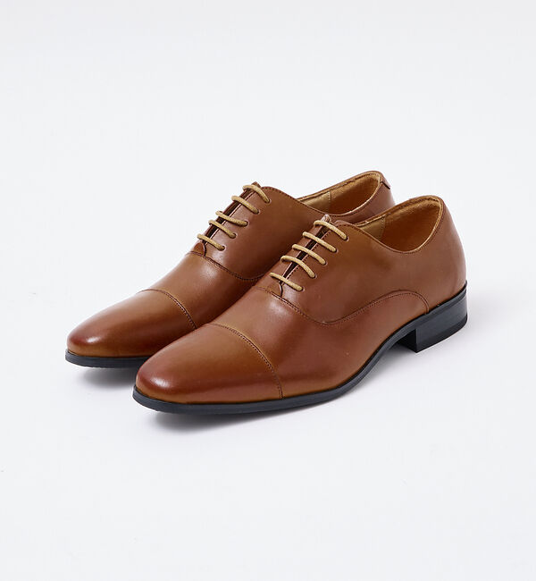 ABAHOUSE「【WEB限定】内羽根 ストレートチップ レザー シューズ」|ビジネス・ドレスシューズ|キャメル