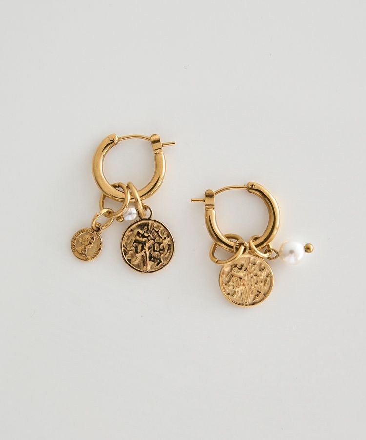 earth music&ecology「【ステンレス】コインフープピアス」|ピアス|Gold