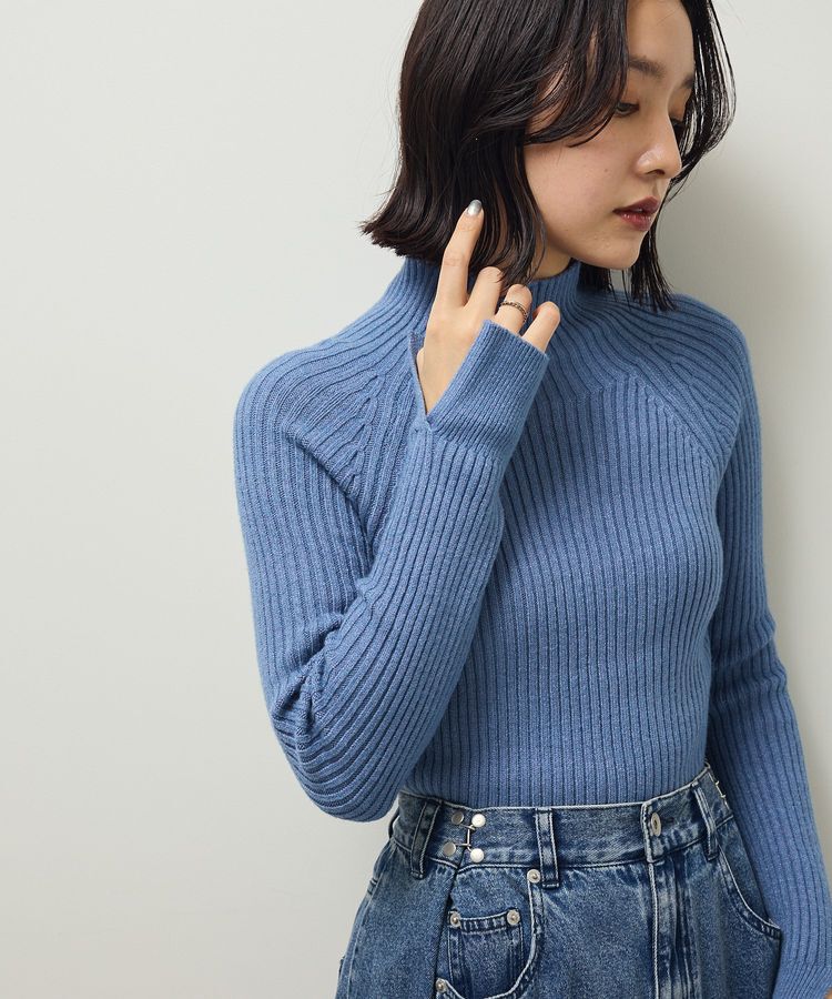 Green Parks「・Petit Fleur ボトルネックリブニット」|ニット・セーター|Blue
