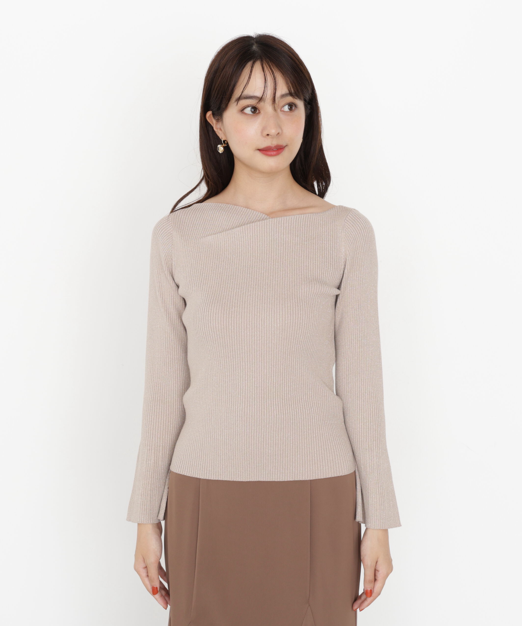 PROPORTION BODY DRESSING「＜ハンドウォッシャブル＞ニュアンスネックラメリブニット 25AW」|ニット・セーター|