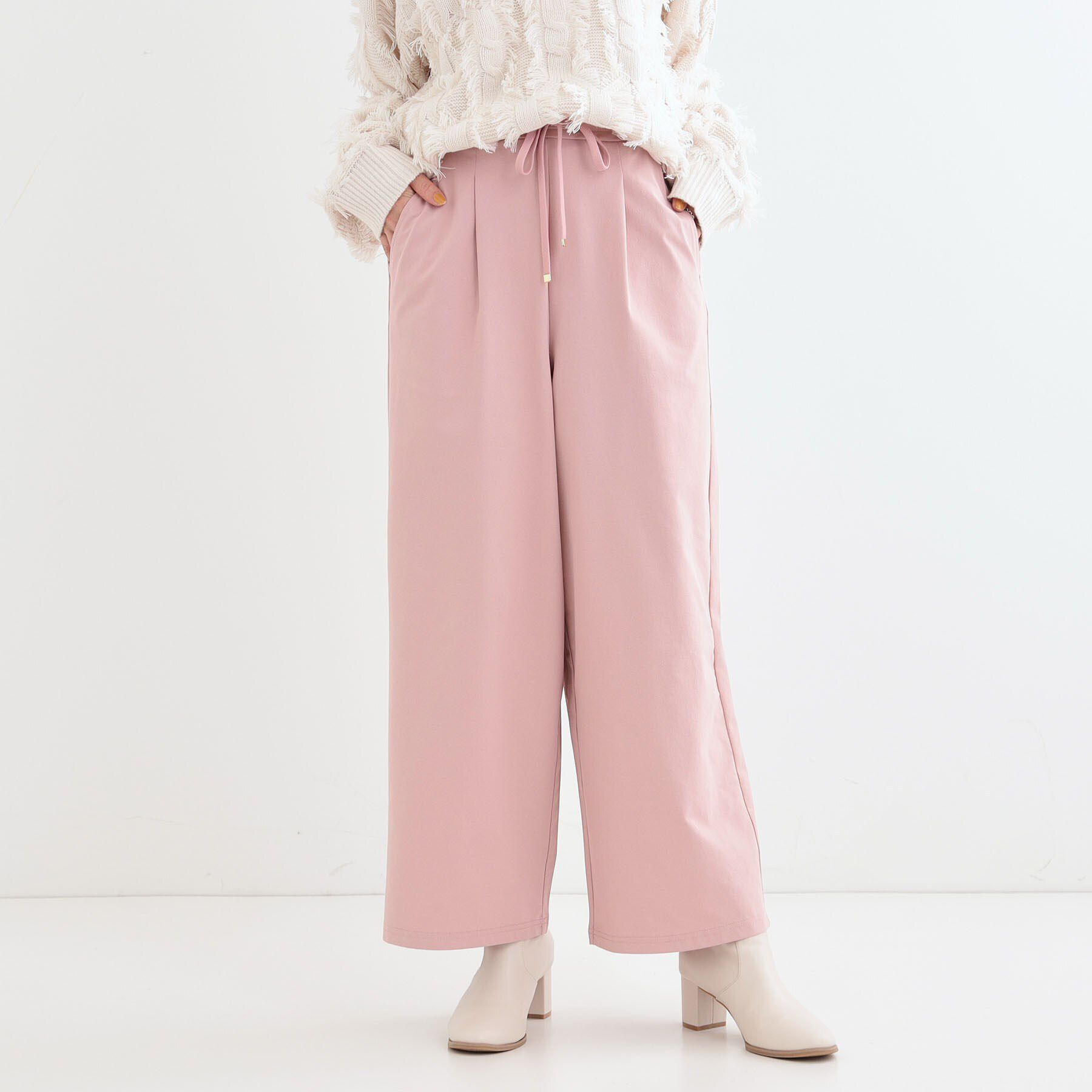SHOO･LA･RUE「【S-LL】楽してすっきり タックワイドパンツ」|その他|