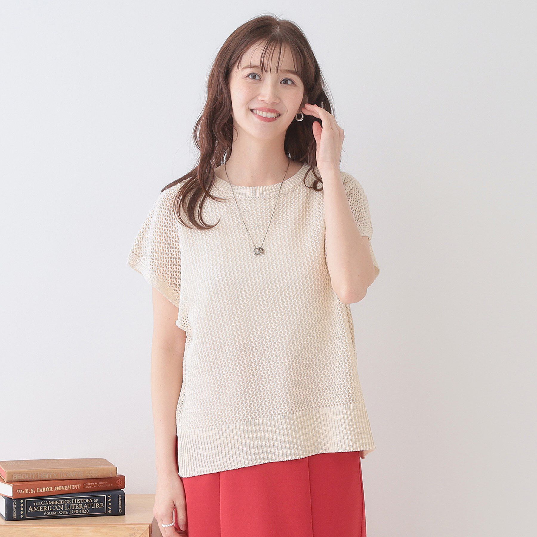 SHOO･LA･RUE「【S-LL/2点セット】大人ナチュラルな メッシュ編みニット+タンクトップ」|その他|