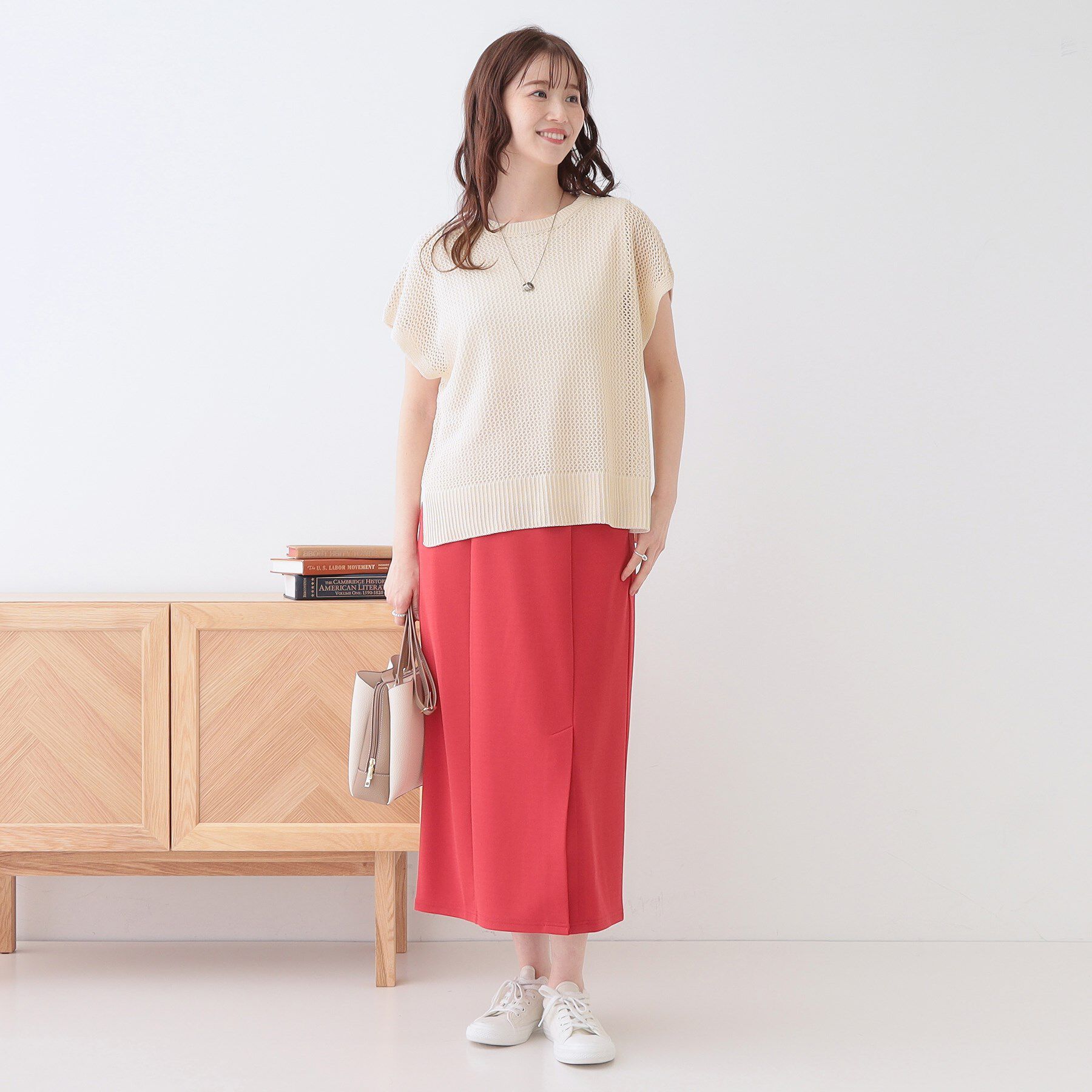 SHOO･LA･RUE「【S-LL/2点セット】大人ナチュラルな メッシュ編みニット+タンクトップ」|その他|