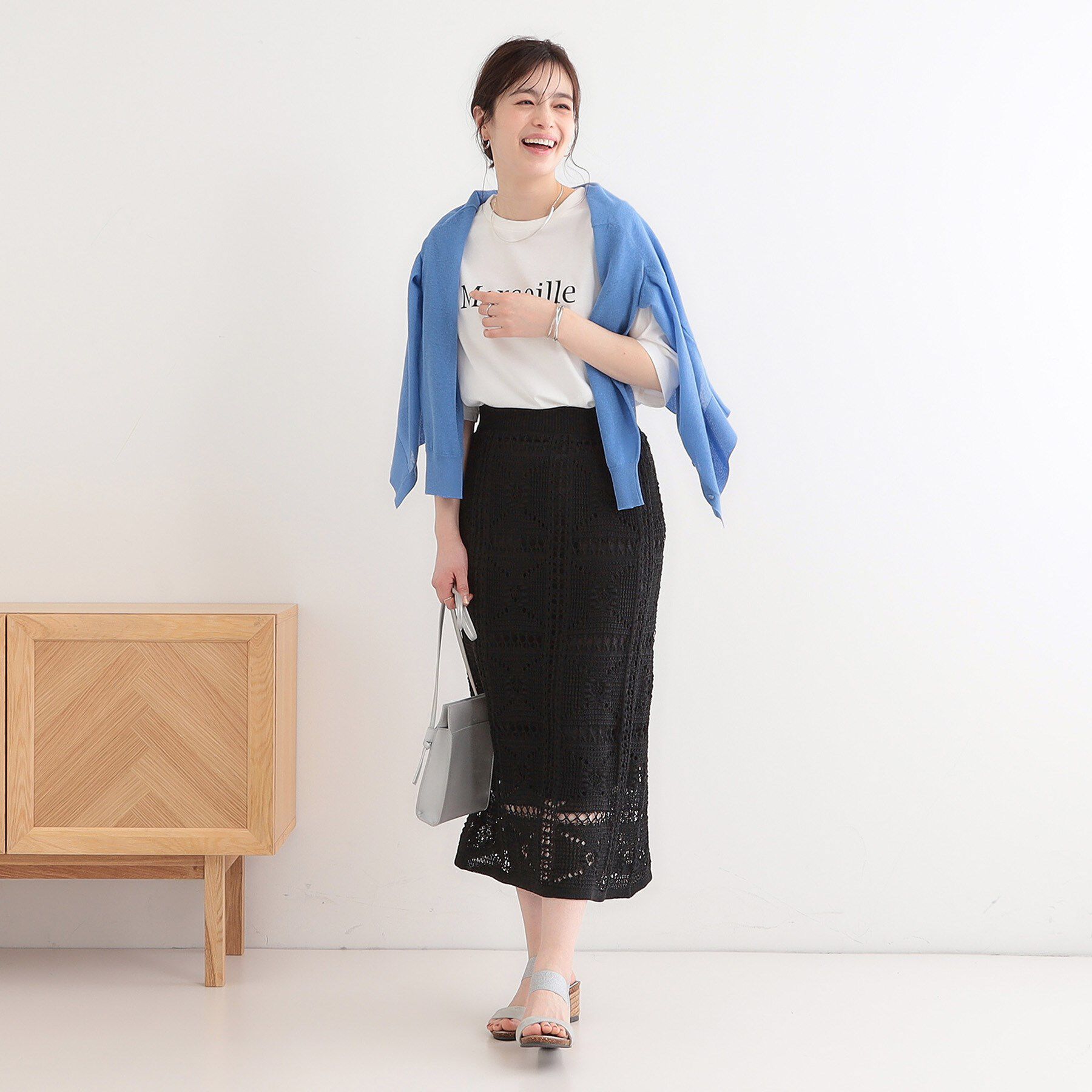 SHOO･LA･RUE「かぎ針風パッチワークが大人かわいいニットスカート」|スカート|