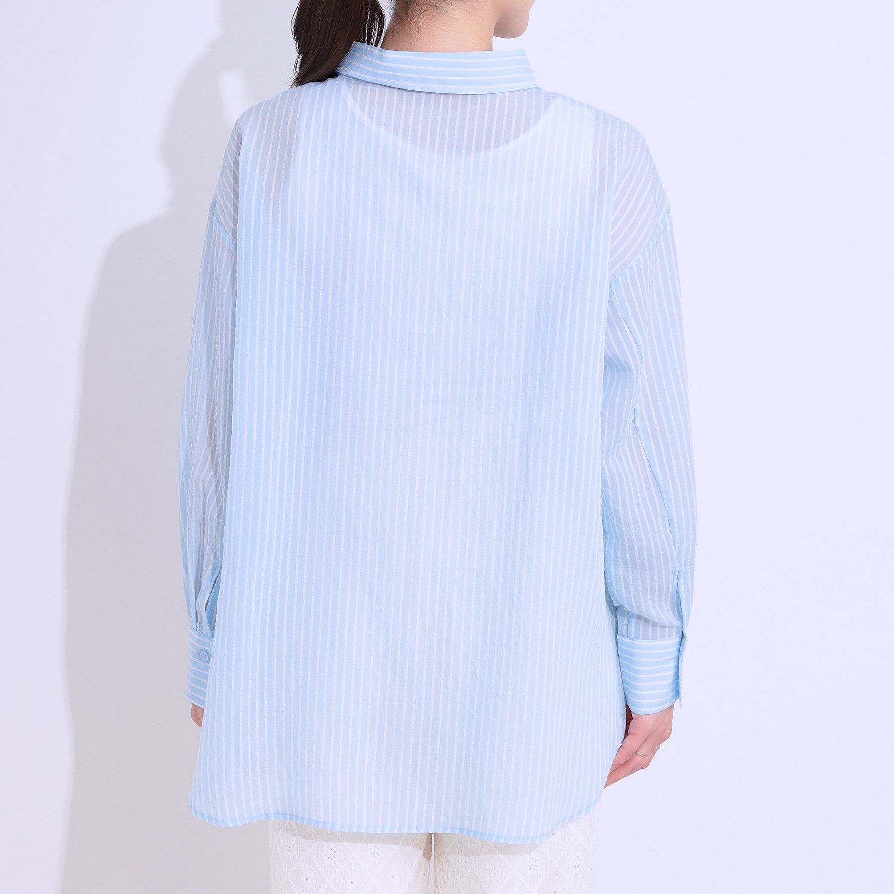 SHOO･LA･RUE「大人の抜け感コーデに シアーストライプ BIGシャツ」|シャツ・ブラウス|