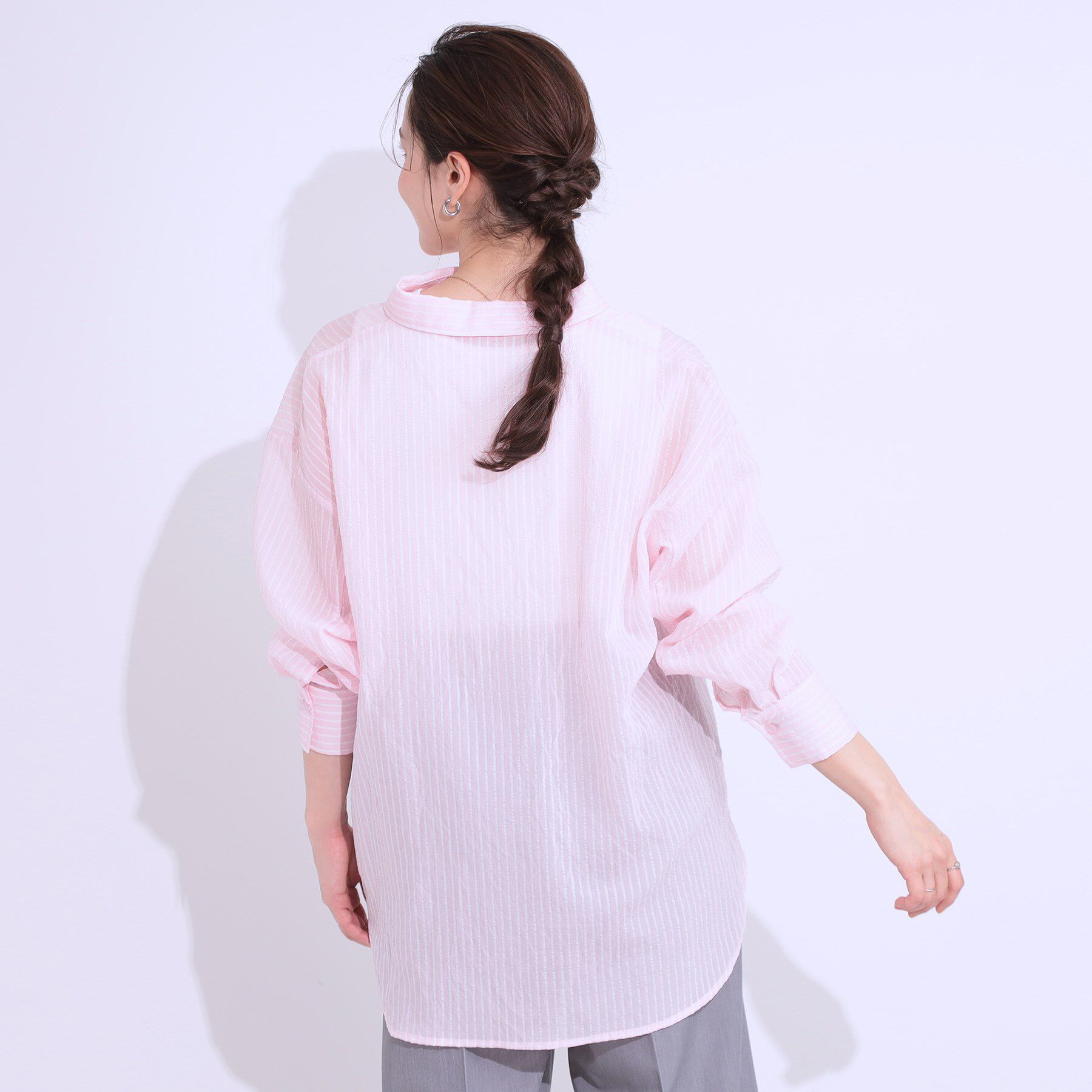 SHOO･LA･RUE「大人の抜け感コーデに シアーストライプ BIGシャツ」|シャツ・ブラウス|