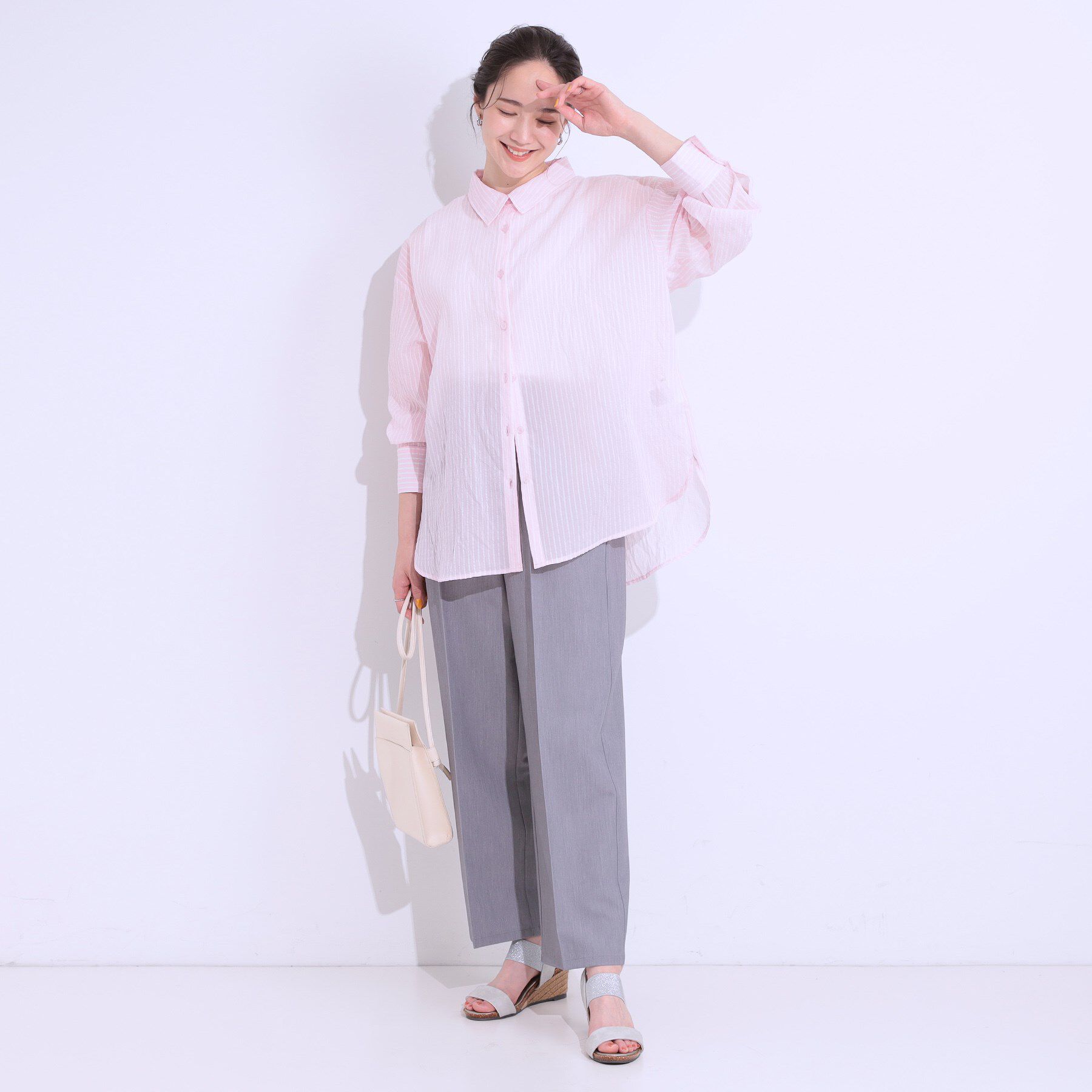 SHOO･LA･RUE「大人の抜け感コーデに シアーストライプ BIGシャツ」|シャツ・ブラウス|