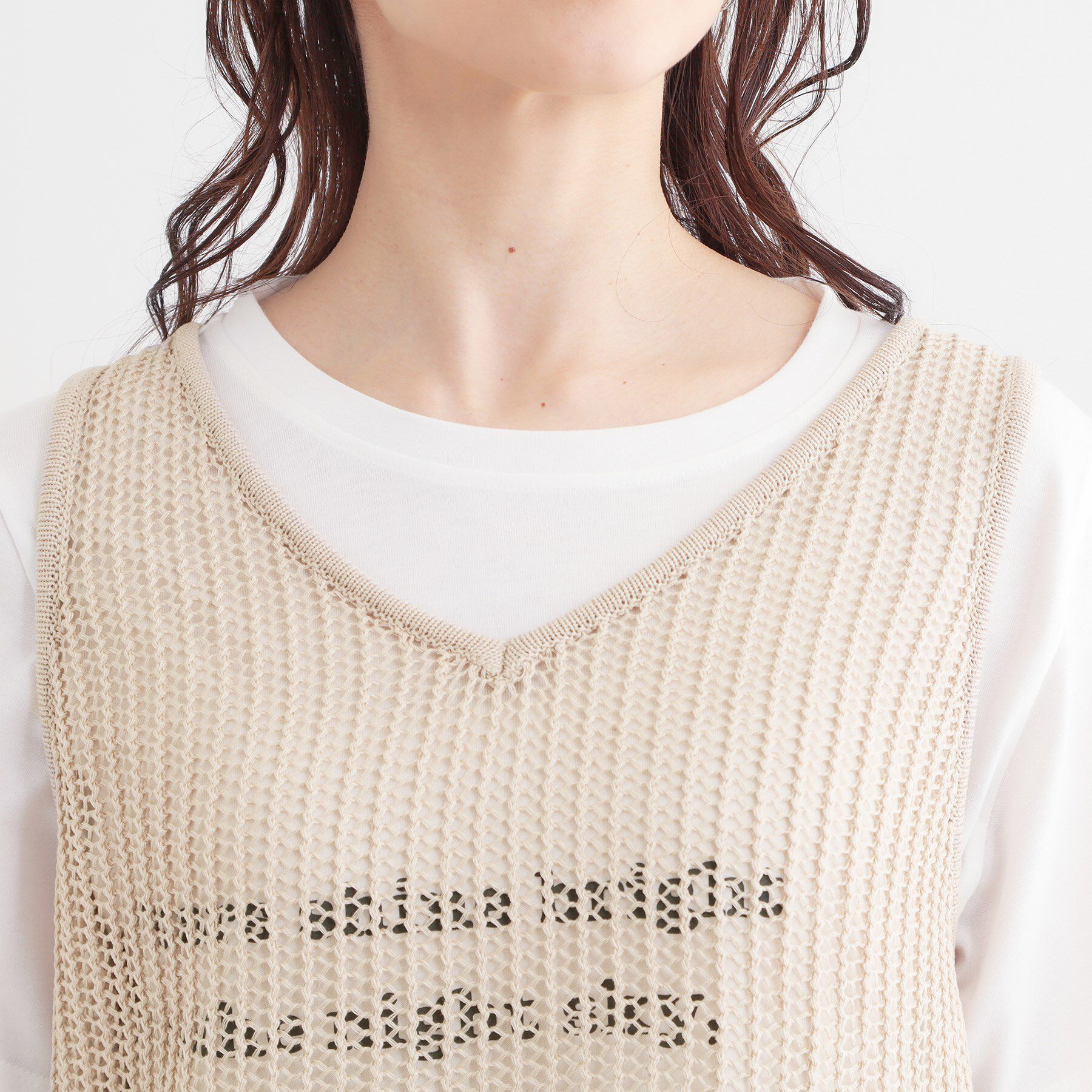 SHOO･LA･RUE「【2点セット】メッシュニットベスト&times;ロゴTシャツセット」|その他|