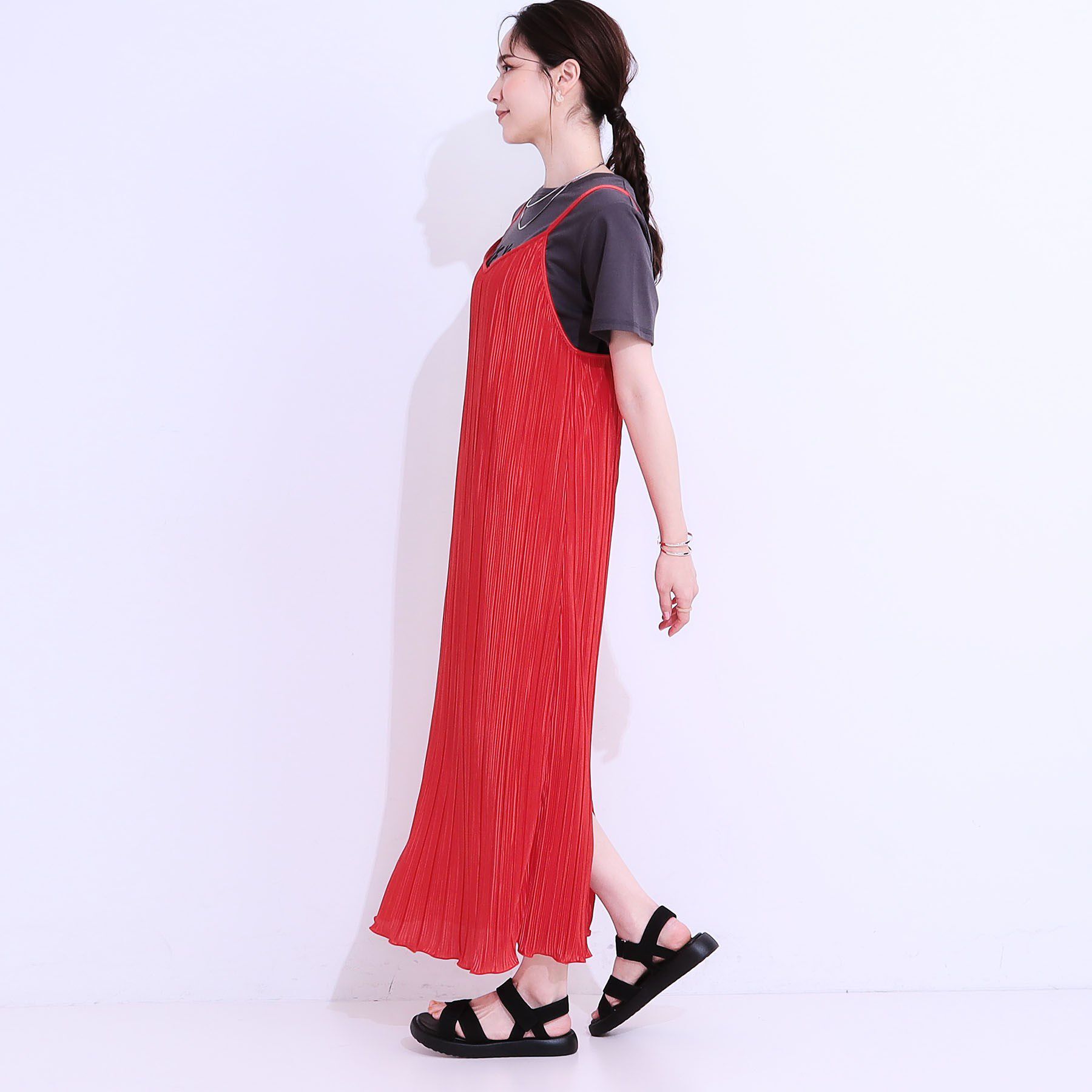 SHOO･LA･RUE「【S-LL】大人の楽ちんスタイルに プリーツキャミワンピース」|ワンピース|