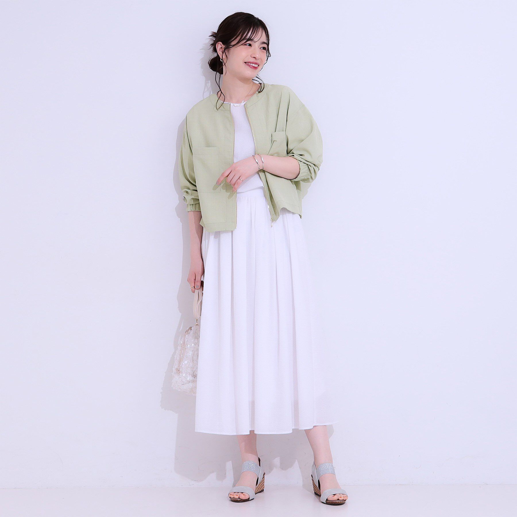 SHOO･LA･RUE「【洗える/S-LL/ひんやり/UV】さらりと羽織れる 麻調ZIPブルゾン」|ブルゾン・スタジャン|