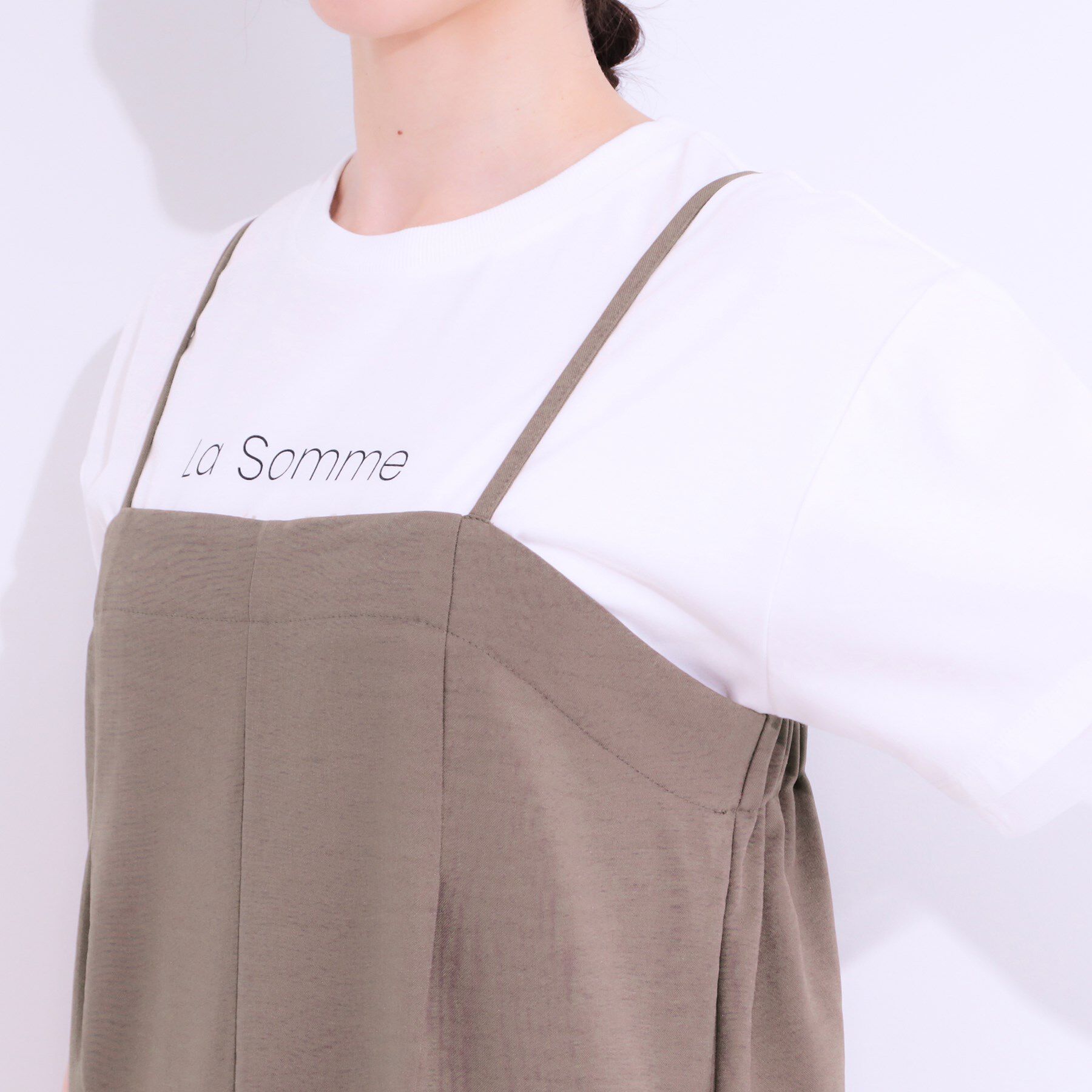 SHOO･LA･RUE「【S-LL】Iラインですっきり見え 大人見えサロペット」|オールインワン|