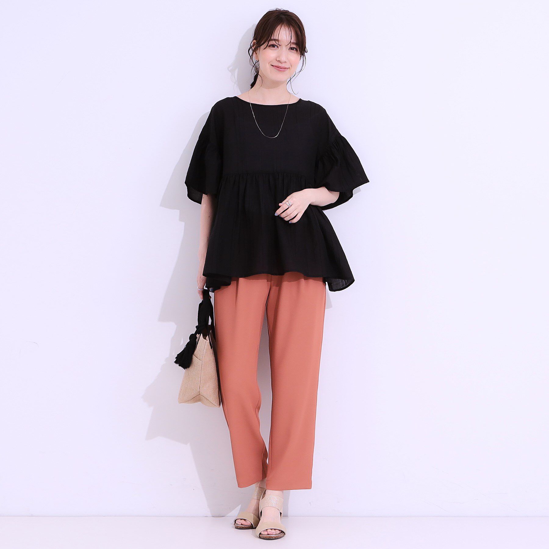 SHOO･LA･RUE「【S-LL】ふわっと揺れる ペプラムデザインブラウス」|シャツ・ブラウス|