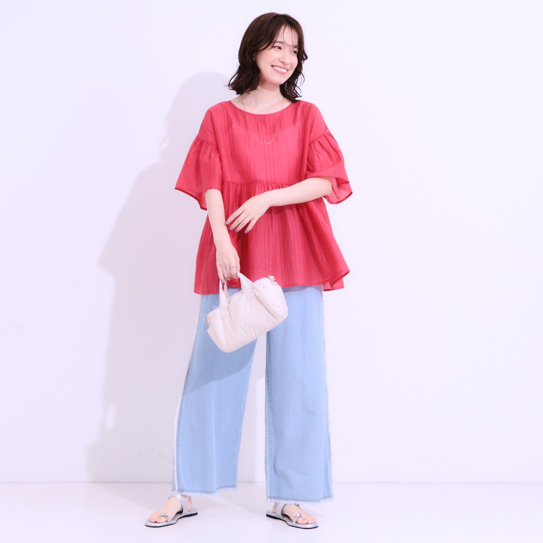 SHOO･LA･RUE「【S-LL】ふわっと揺れる ペプラムデザインブラウス」|シャツ・ブラウス|