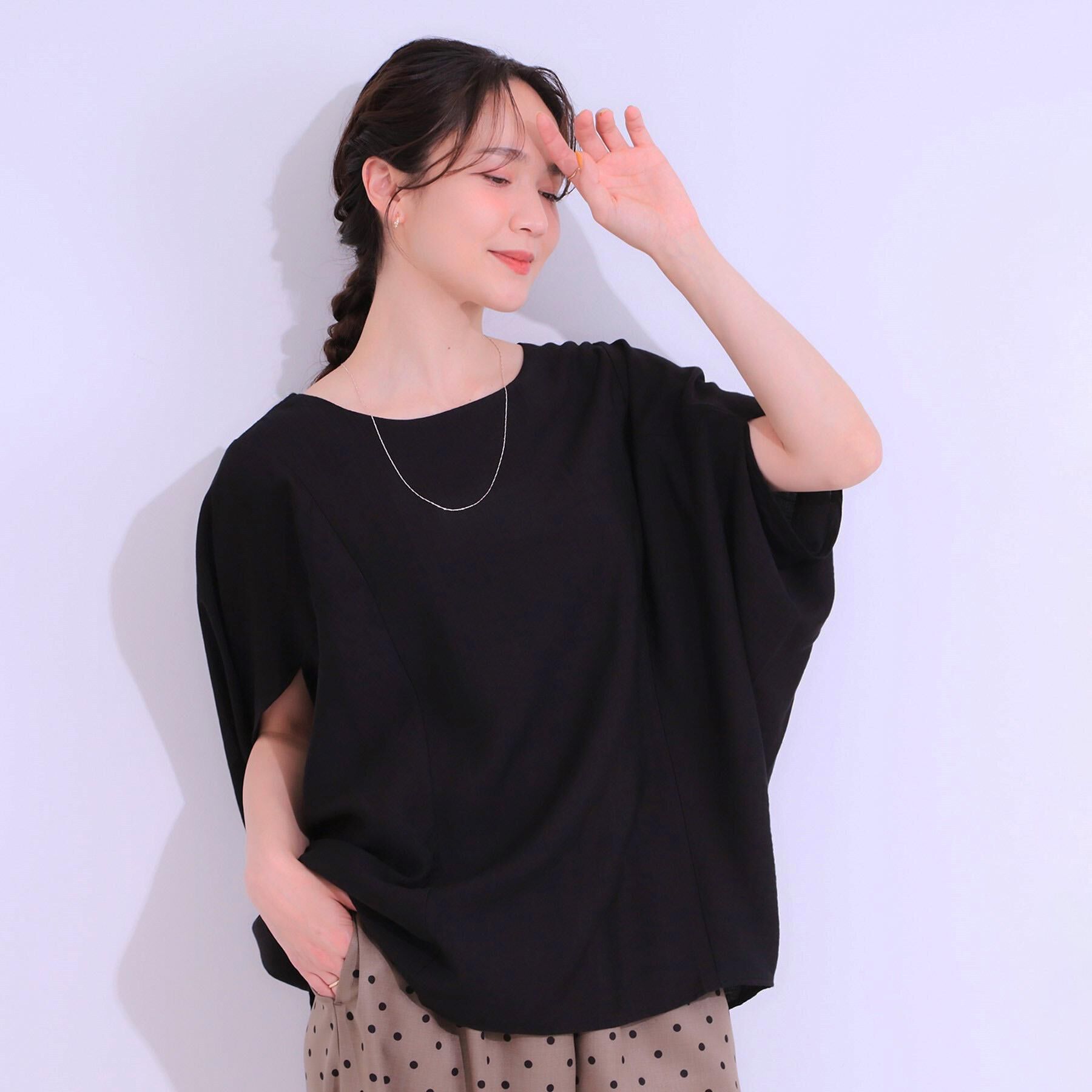 SHOO･LA･RUE「【S-LL/ひんやり/体型カバー】ゆるシルエットが心地よい ドルマンブラウス」|シャツ・ブラウス|