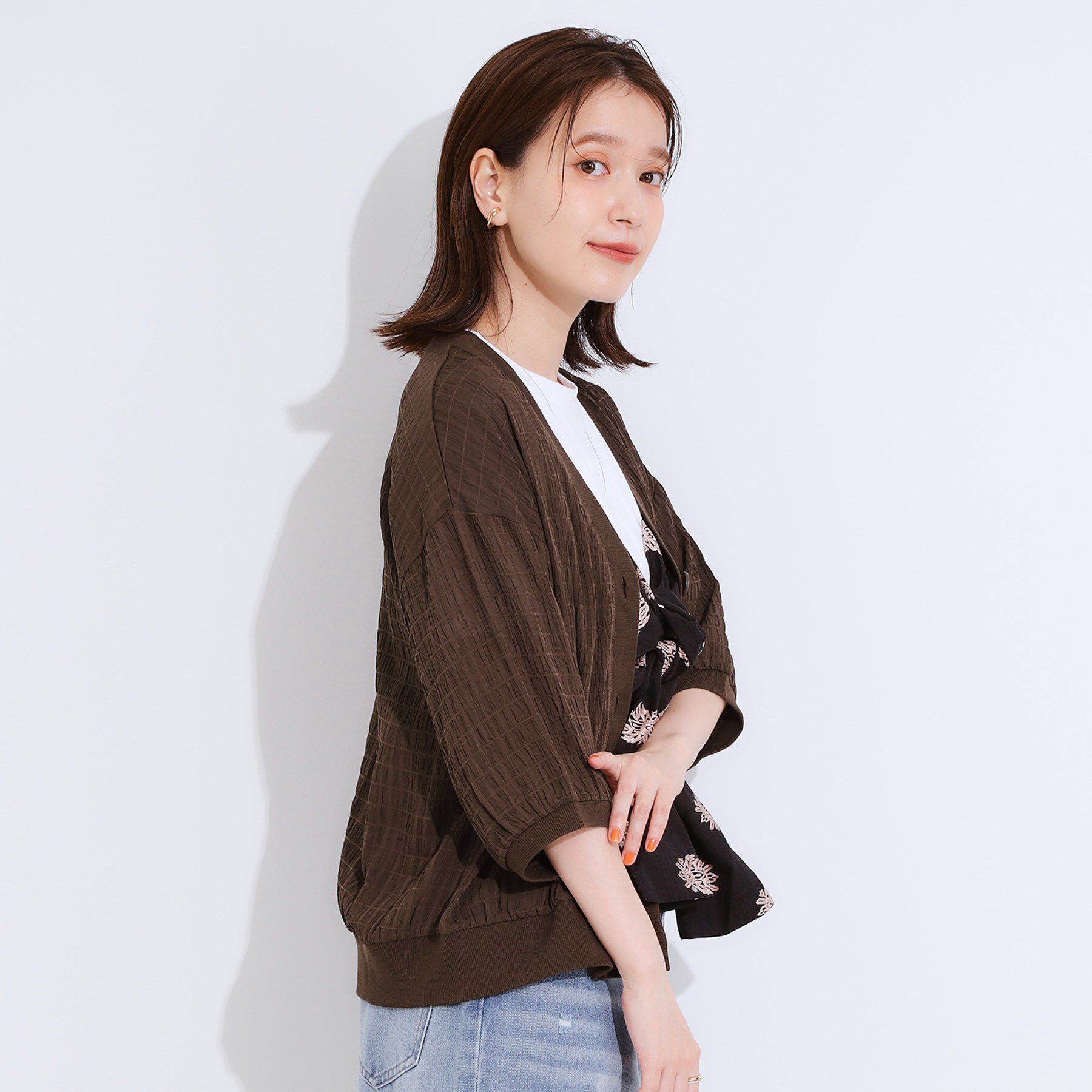 SHOO･LA･RUE「【S-LL】ふわっとしたフォルムが魅力 Vネックカーディガン」|カーディガン|