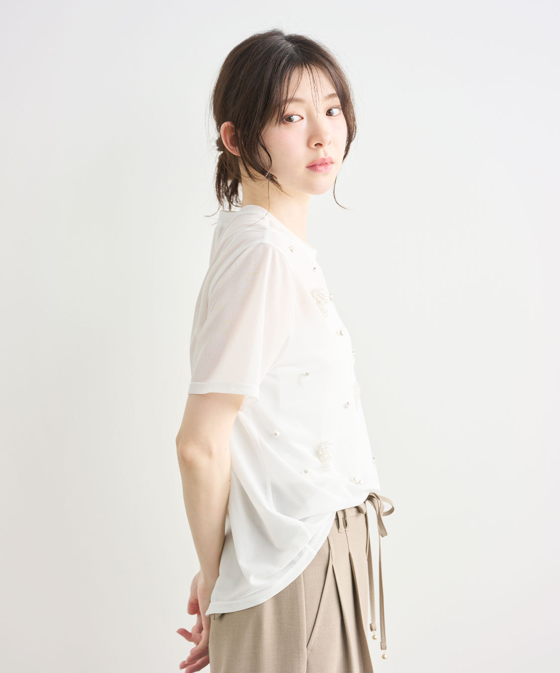COCO DEAL「ビジューシアーTシャツ」|Tシャツ・カットソー|