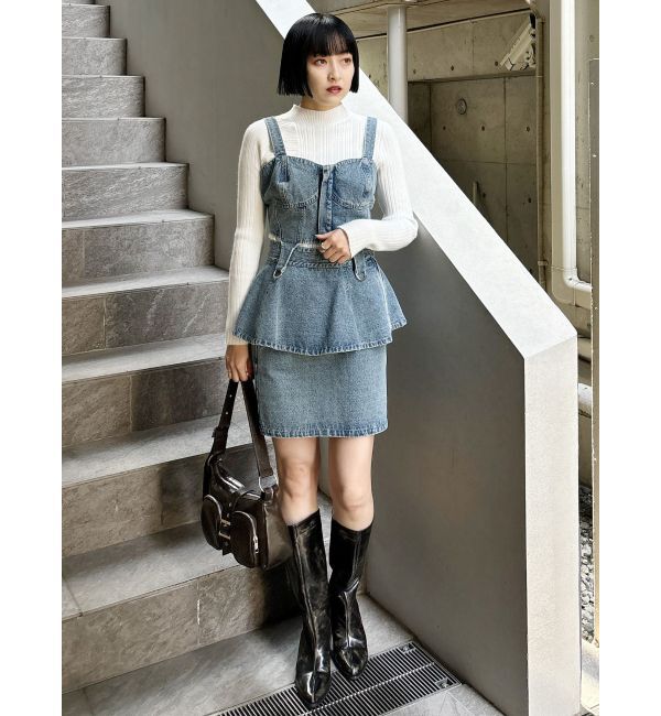 MURUA「ペプラムデニムミニスカート【セットアップ着用可】」|スカート|