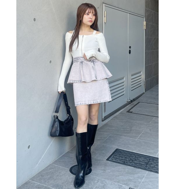MURUA「ペプラムデニムミニスカート【セットアップ着用可】」|スカート|