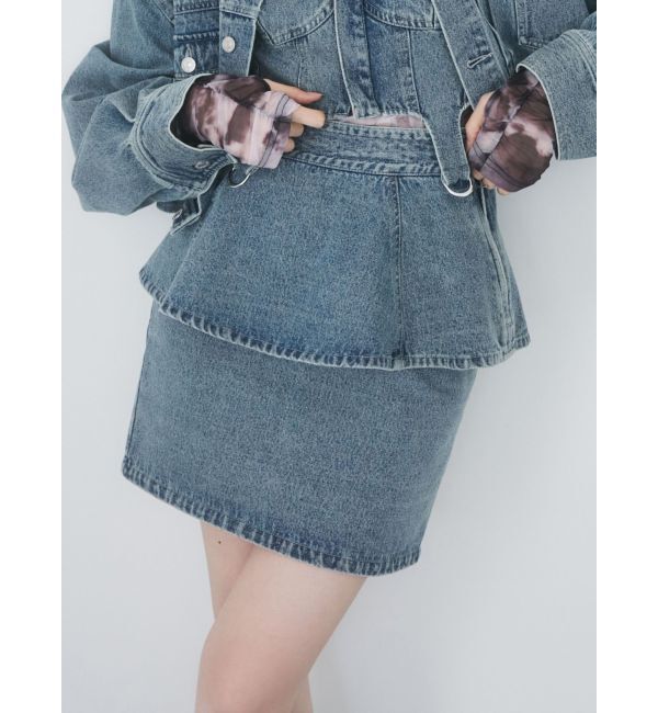 MURUA「ペプラムデニムミニスカート【セットアップ着用可】」|スカート|ブルー