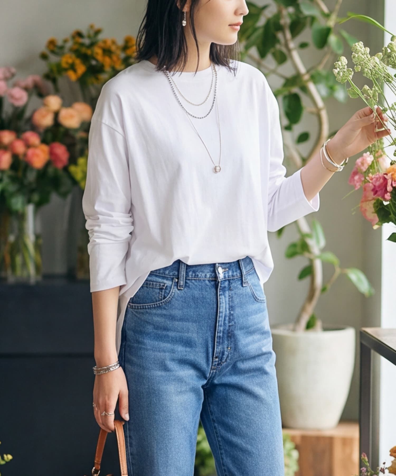 STYLE DELI「【DELI by】大人の抜け感サイドスリットロンT」|Tシャツ・カットソー|ホワイト
