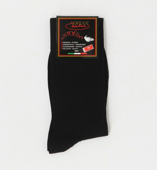 UNITED ARROWS「＜ADRIAN＞ピケ ロングホーズ ソックス」|ソックス|BLACK