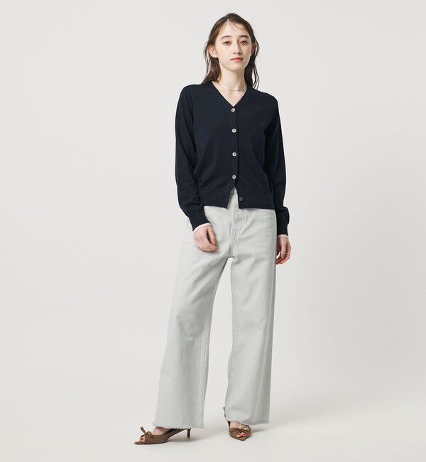 UNITED ARROWS「エンブロイダリー バイカラー カーディガン ‐ウォッシャブル‐」|カーディガン|
