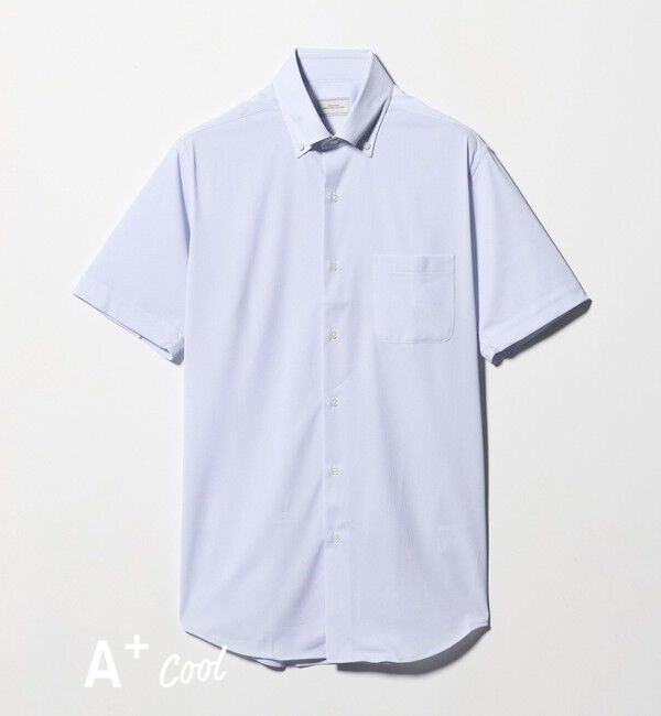 UNITED ARROWS green label relaxing「A+ COOL Pトリコット ナローストライプ スタンダード ボタンダウン 半袖 ドレスシャツ -ストレッチ・イージ」|シャツ・ブラウス|