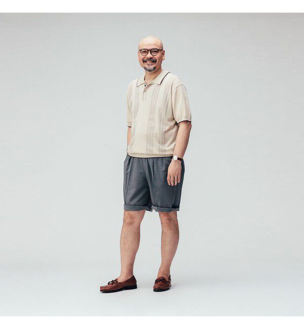 BEAMS PLUS「Knit Polo Raised Pattern Jacquard Line」|ポロシャツ|