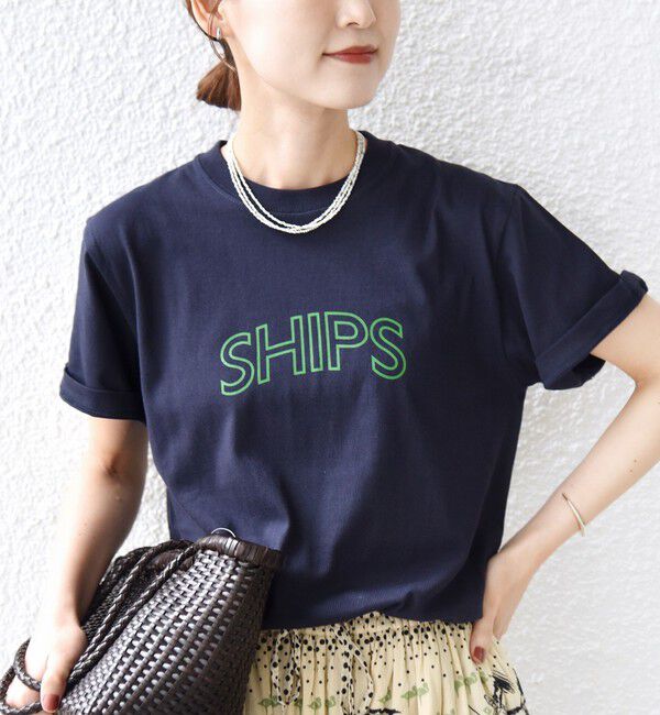 SHIPS for women「【累計販売数8万枚突破!!】【WEB限定】 SHIPS ラウンド プリント ロゴ TEE」|Tシャツ・カットソー|