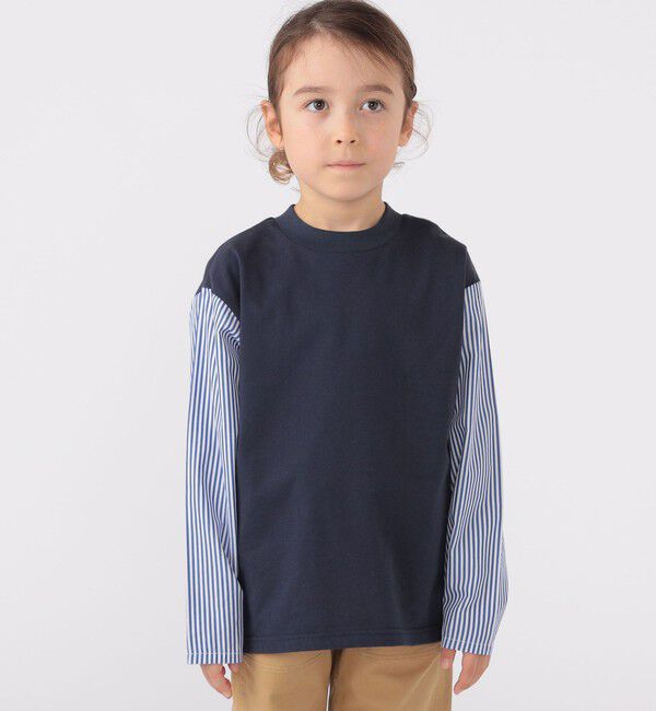 SHIPS KIDS「SHIPS KIDS:100～130cm / パターン 切替 長袖 TEE」|Tシャツ・カットソー|